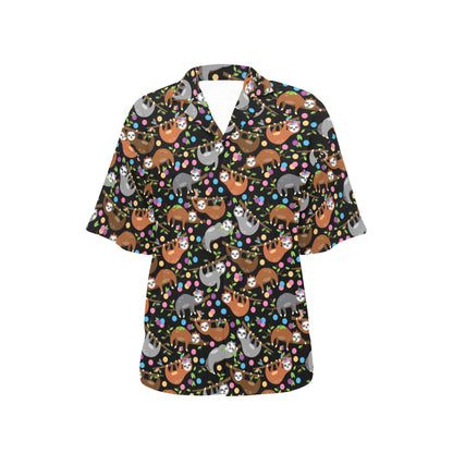 Sloth Print Design LKS306 Women's Hawaiian Shirt
