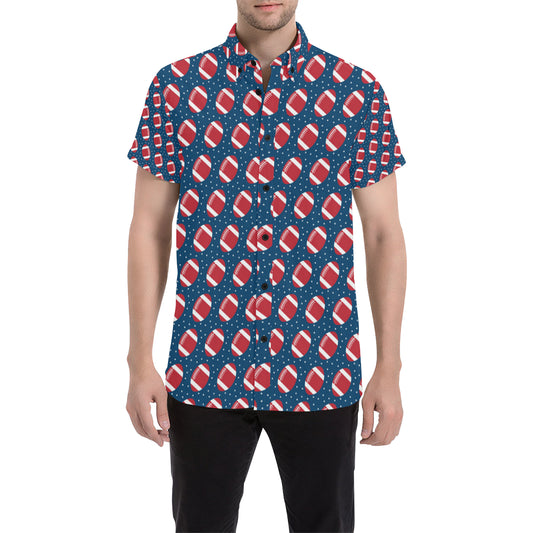 American Football Star Design Pattern Men's Short Sleeve Button Up Shirt