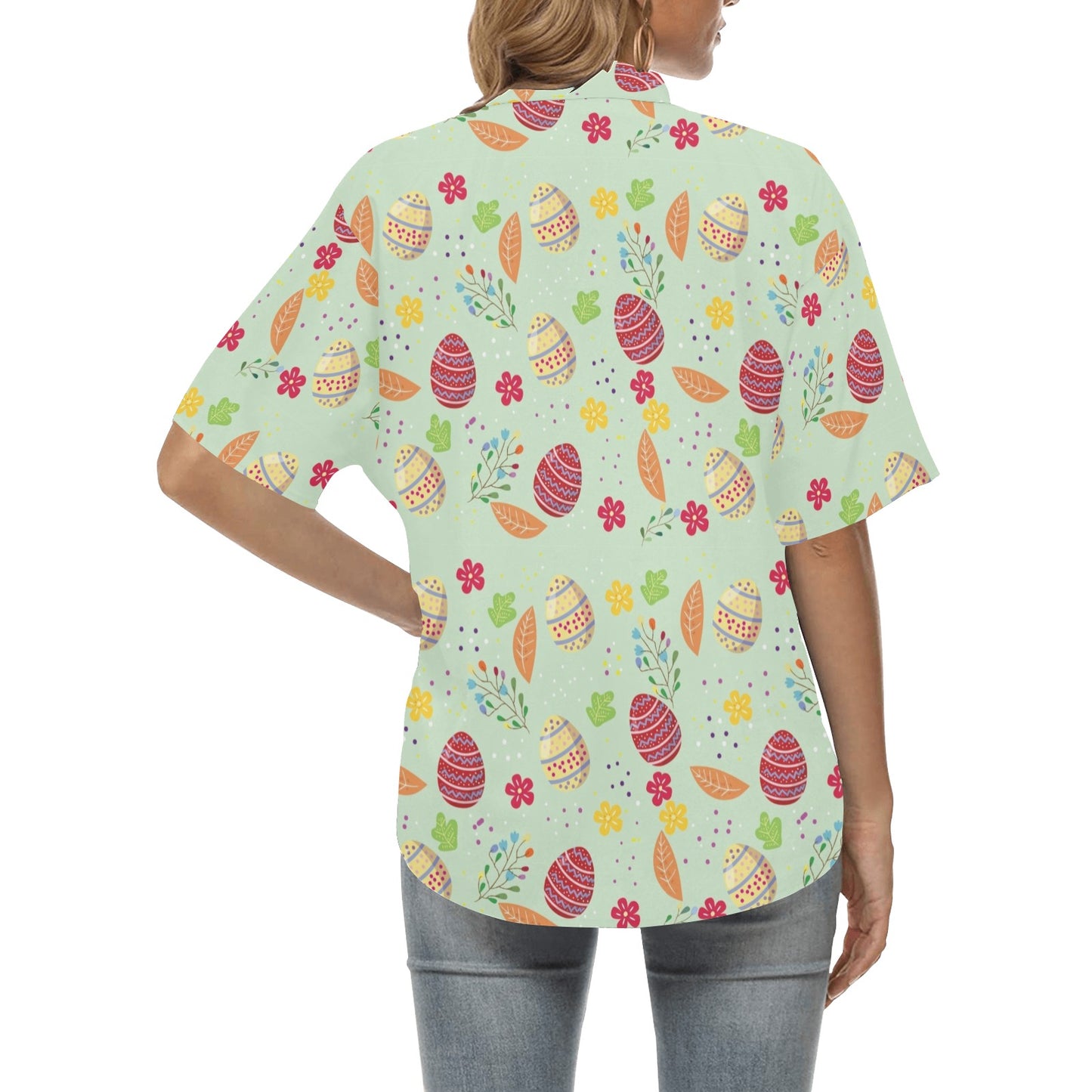 Easter Eggs Pattern Print Design RB07 Women's Hawaiian Shirt