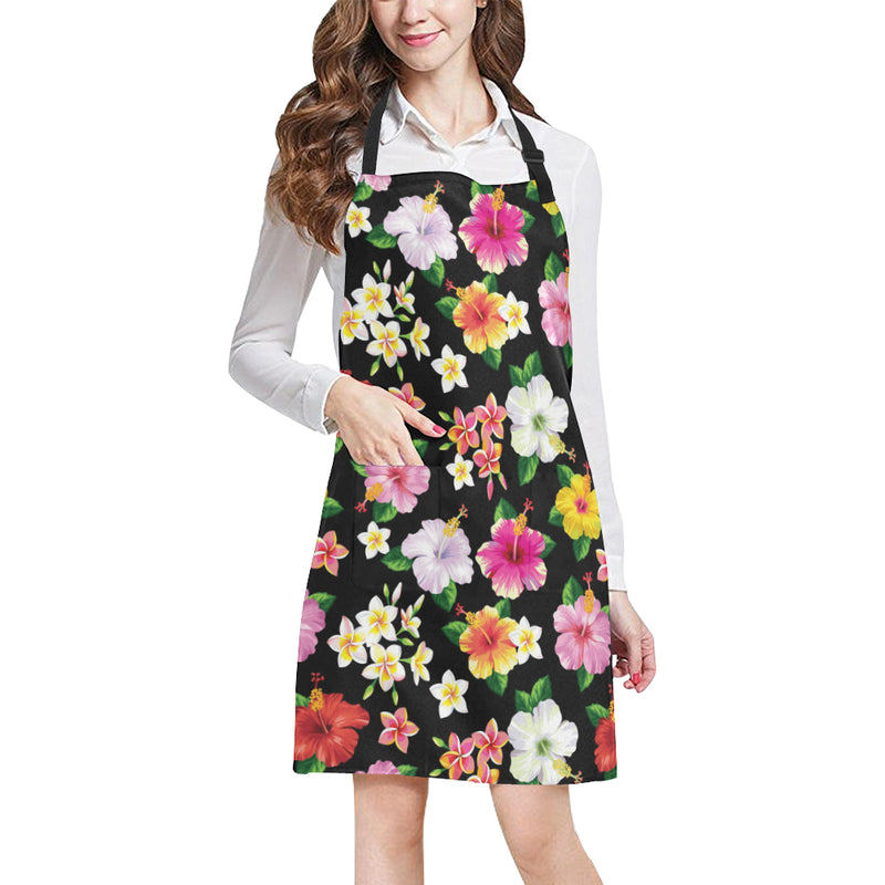 Hibiscus Pattern Print Design HB025 Apron with Pocket