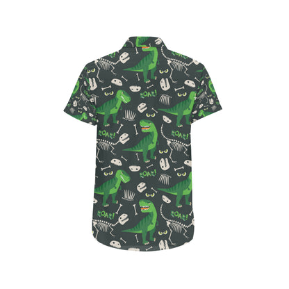 T Rex Pattern Print Design A05 Men's Short Sleeve Button Up Shirt
