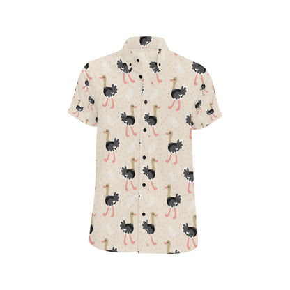 Ostrich Pattern Print Design 02 Men's Short Sleeve Button Up Shirt