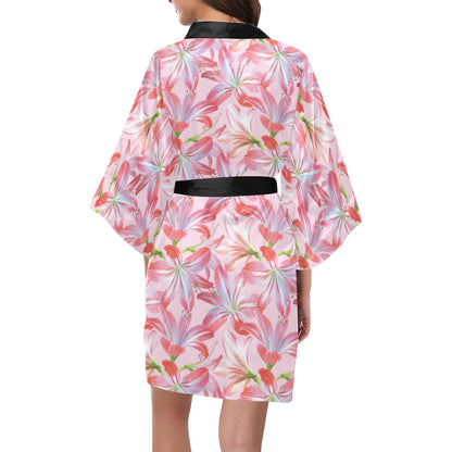 Amaryllis Pattern Print Design 02 Women's Short Kimono