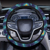 Peacock Feather Blue Design Print Steering Wheel Cover with Elastic Edge