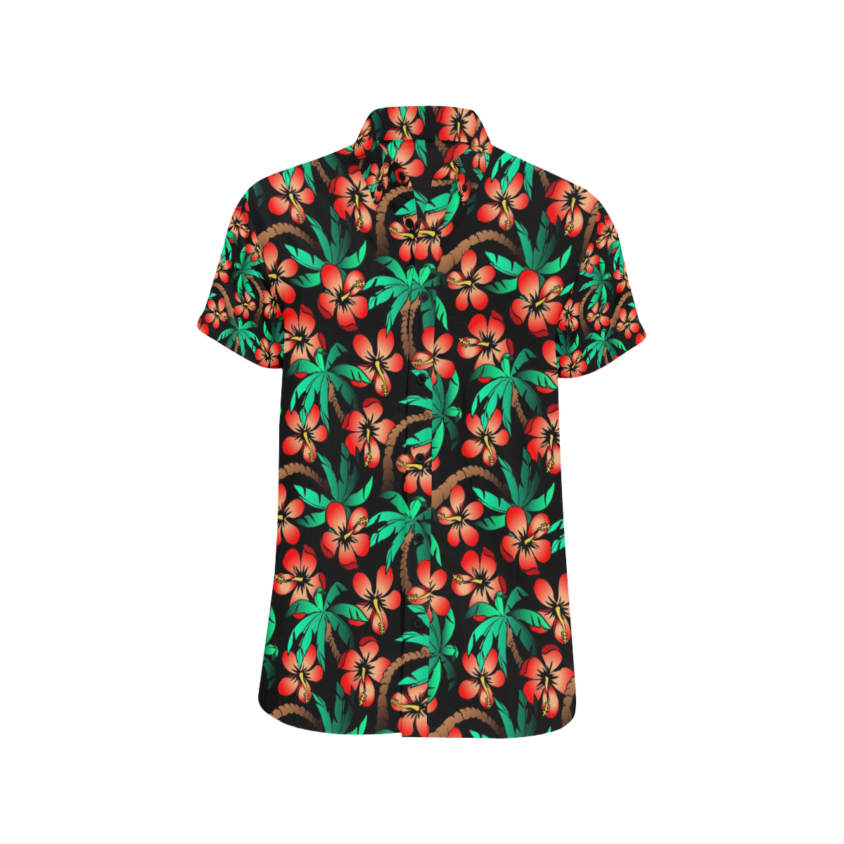 Hawaiian Themed Pattern Print Design H022 Men's Short Sleeve Button Up Shirt