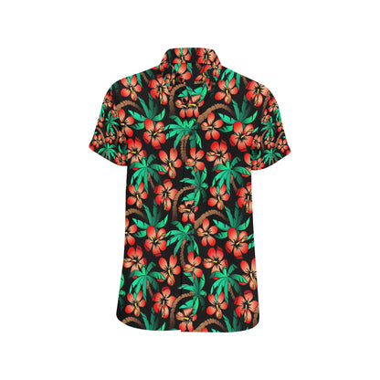 Hawaiian Themed Pattern Print Design H022 Men's Short Sleeve Button Up Shirt