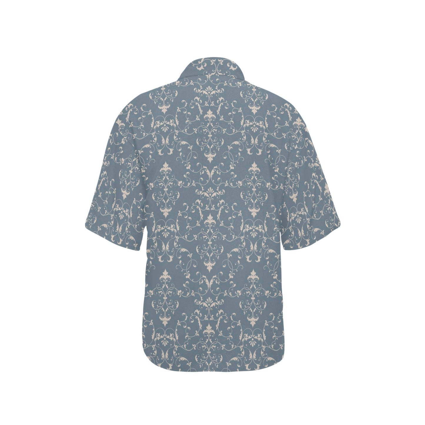 Damask Elegant Teal Print Pattern Women's Hawaiian Shirt