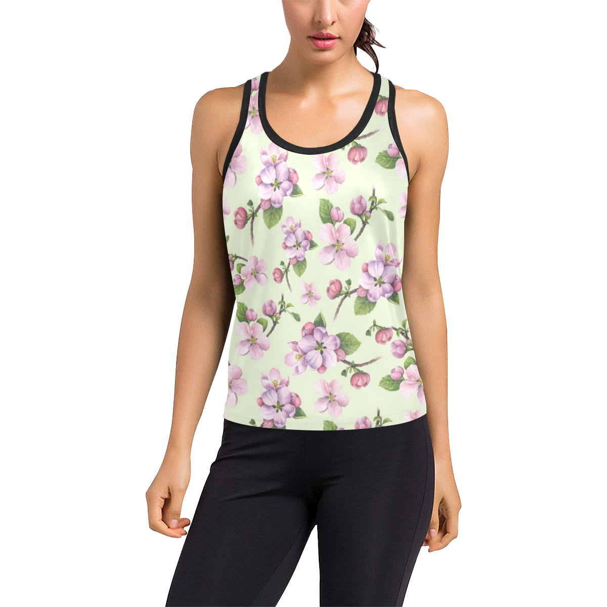 Apple blossom Pattern Print Design AB05 Women's Racerback Tank Top