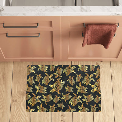 Gold Tribal Turtle Polynesian Themed Kitchen Mat