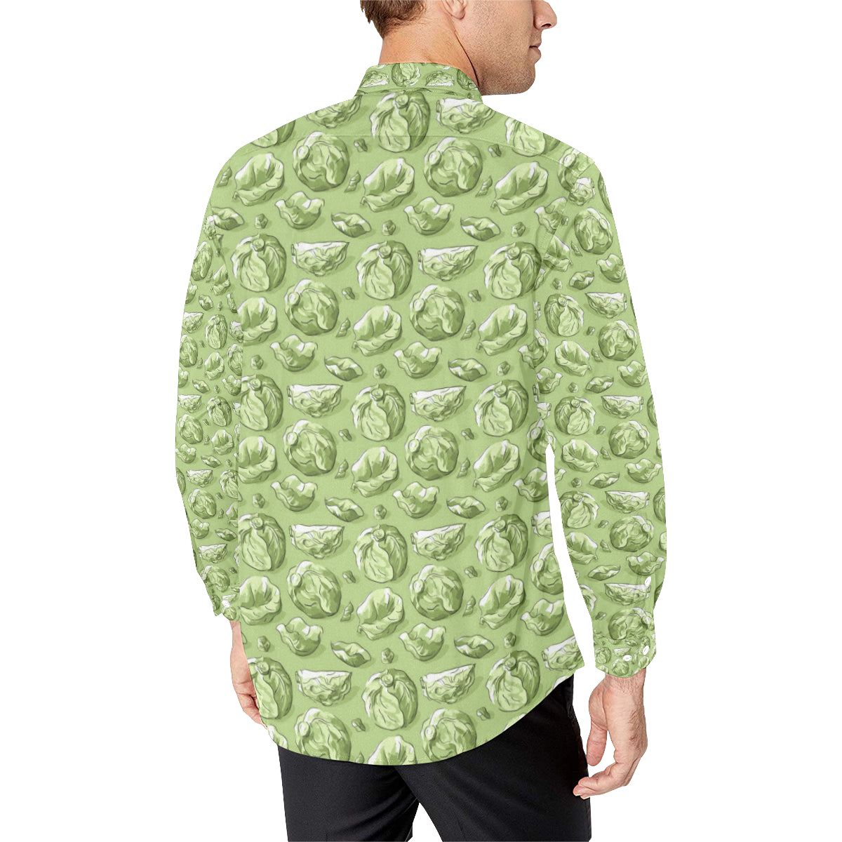 Brussels Sprouts Pattern Print Design 01 Men's Long Sleeve Shirt