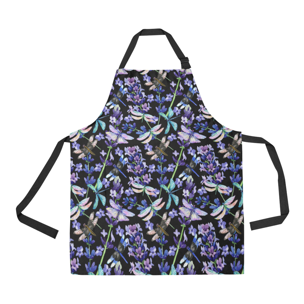 Lavender Dragonfly Pattern Print Design LV03 Apron with Pocket