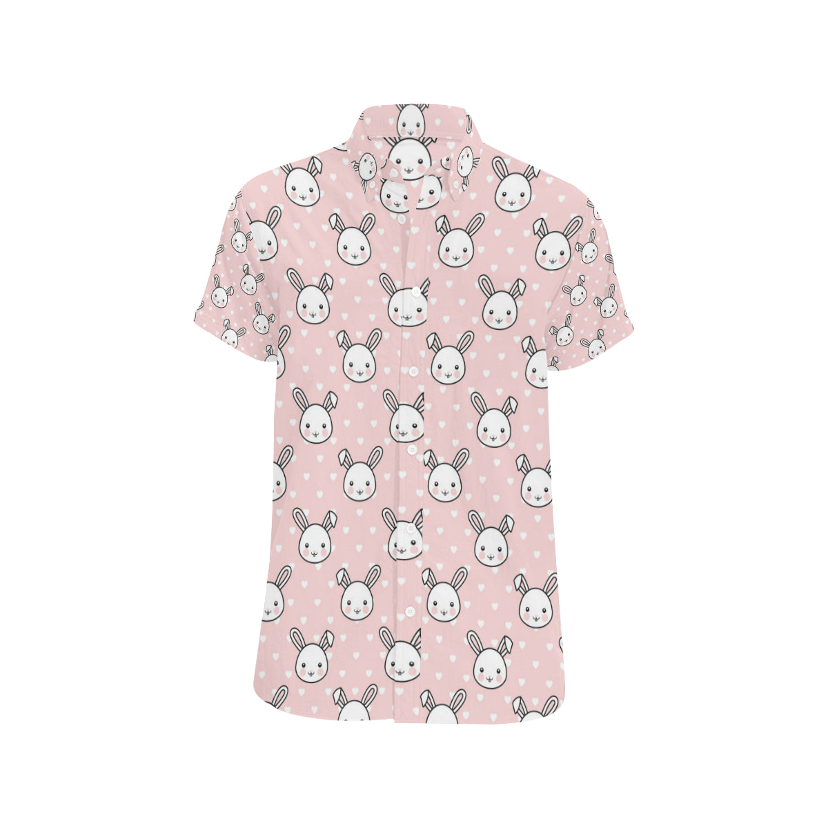 Rabbit Pattern Print Design RB02 Men's Short Sleeve Button Up Shirt