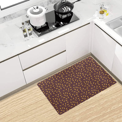 Agricultural Gold Wheat Print Pattern Kitchen Mat