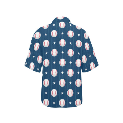 Baseball Star Print Pattern Women's Hawaiian Shirt
