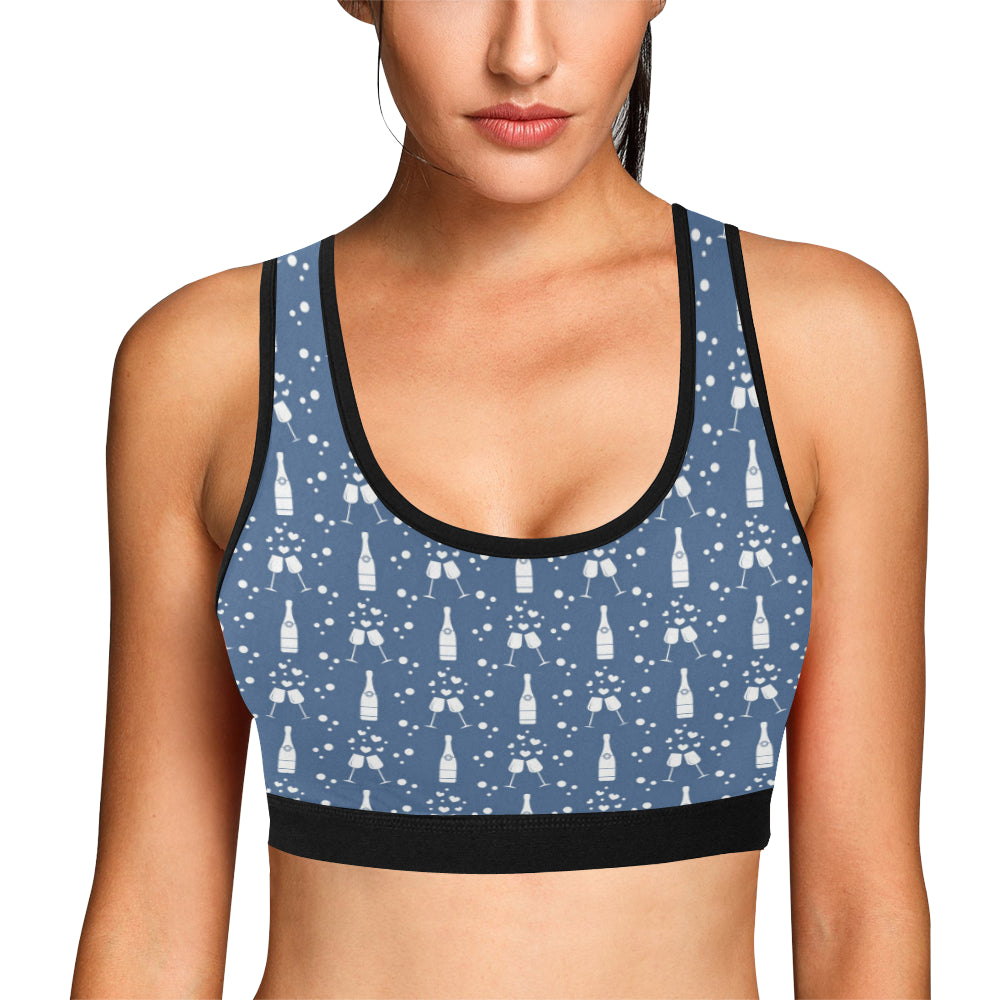 Champagne Pattern Print Design 05 Sports Bra