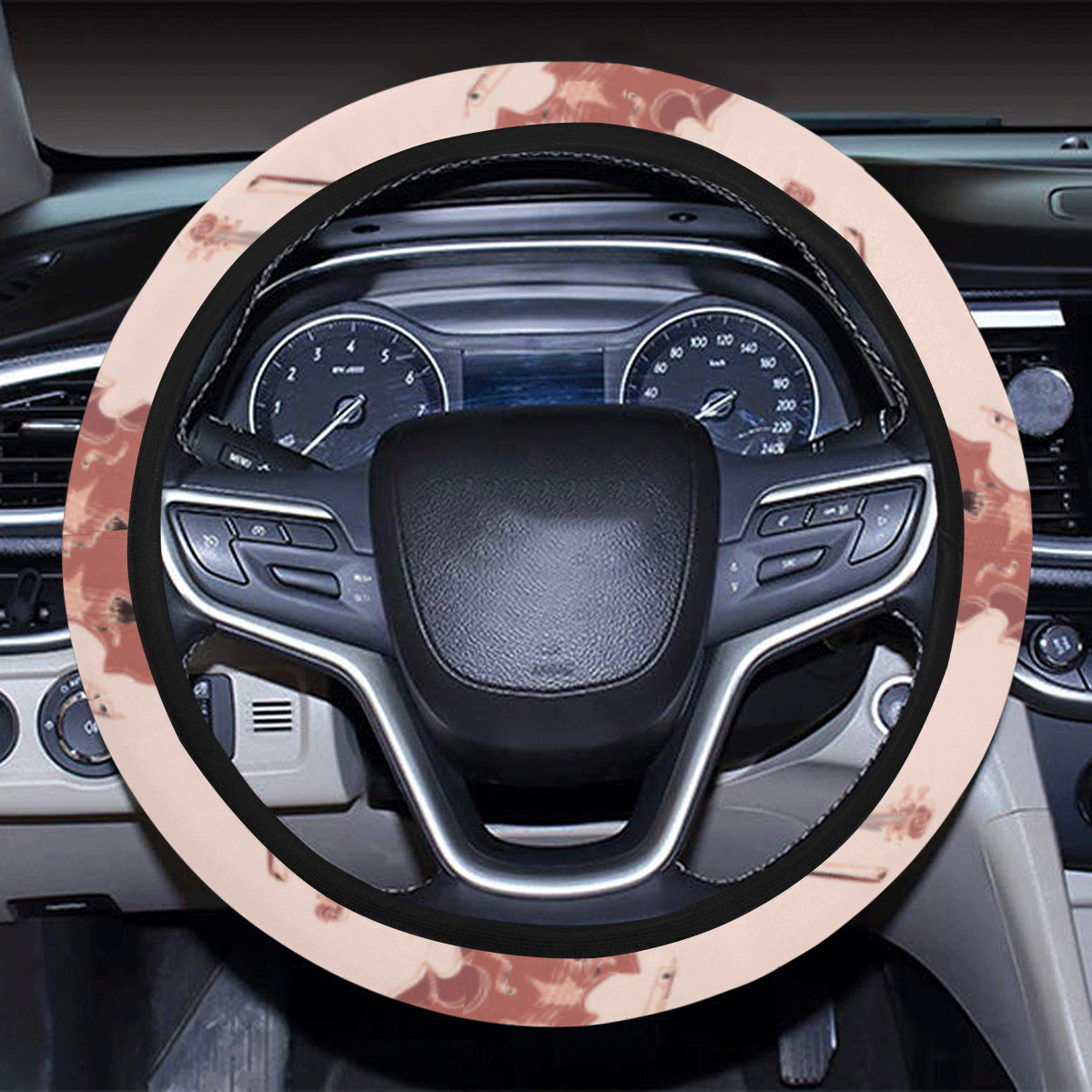 Cello Pattern Print Design 03 Steering Wheel Cover with Elastic Edge
