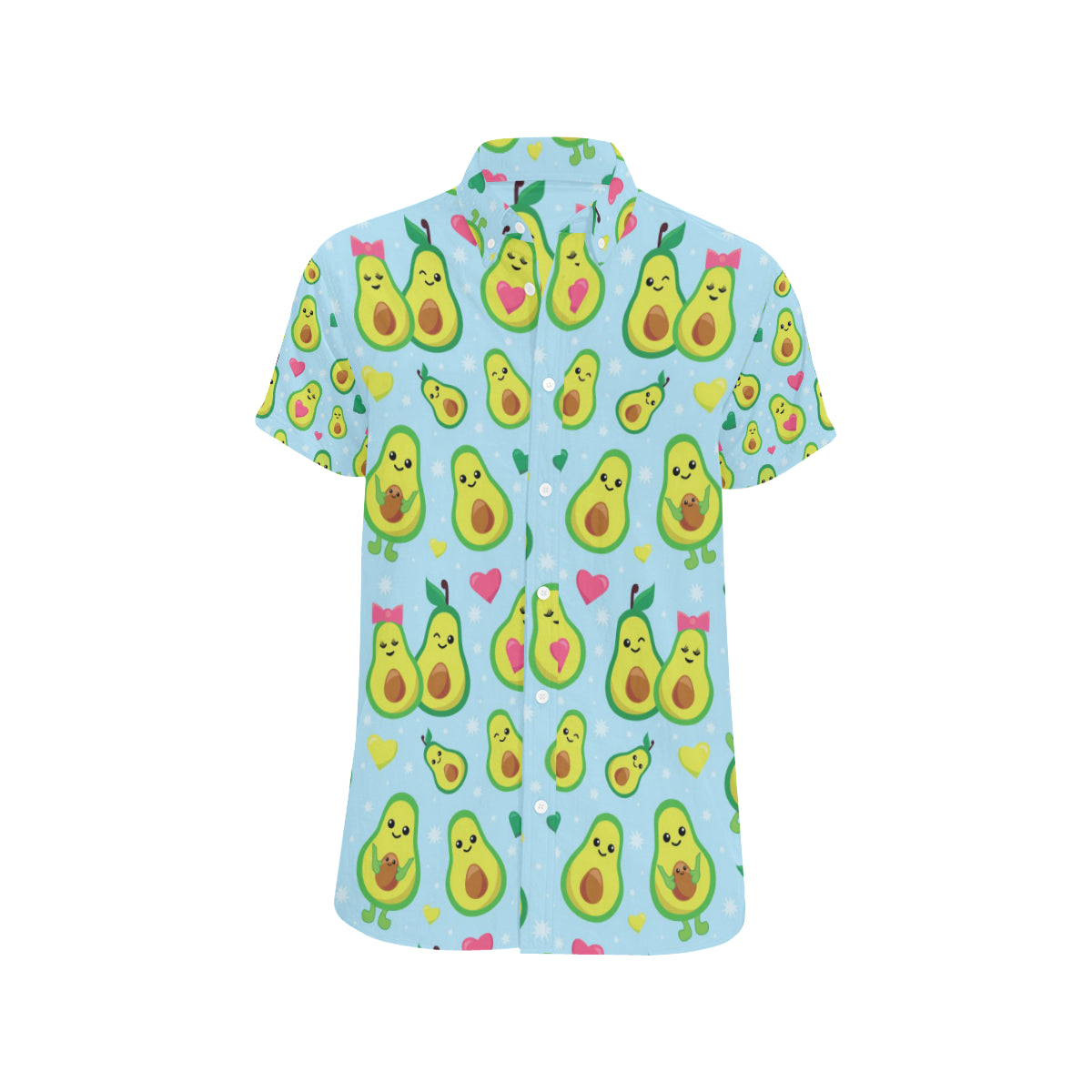 Avocado Pattern Print Design AC09 Men's Short Sleeve Button Up Shirt