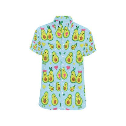 Avocado Pattern Print Design AC09 Men's Short Sleeve Button Up Shirt