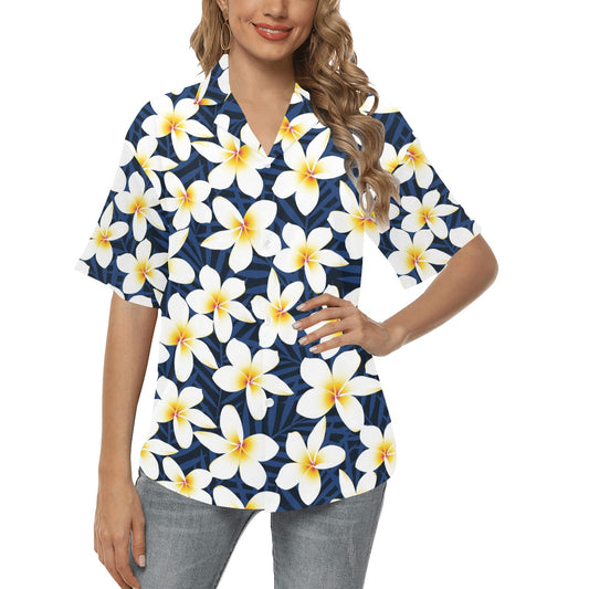 Plumeria Pattern Print Design PM026 Women's Hawaiian Shirt