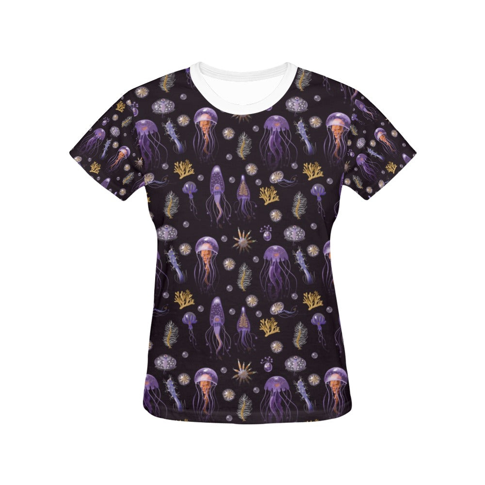 Seaweed With Jelly Fish Print Design LKS305 Women's  T-shirt