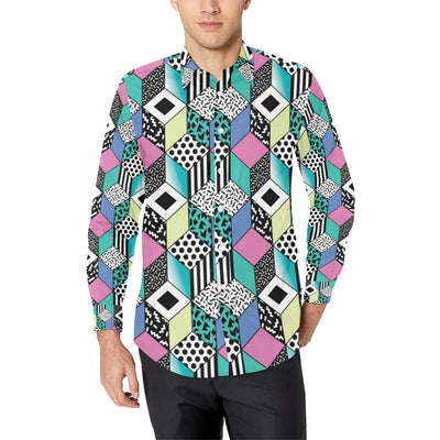 90s Pattern Print Design 3 Men's Long Sleeve Shirt