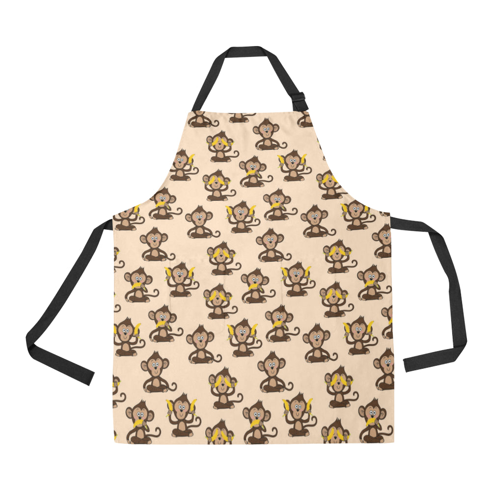 Monkey Pattern Print Design 03 Apron with Pocket