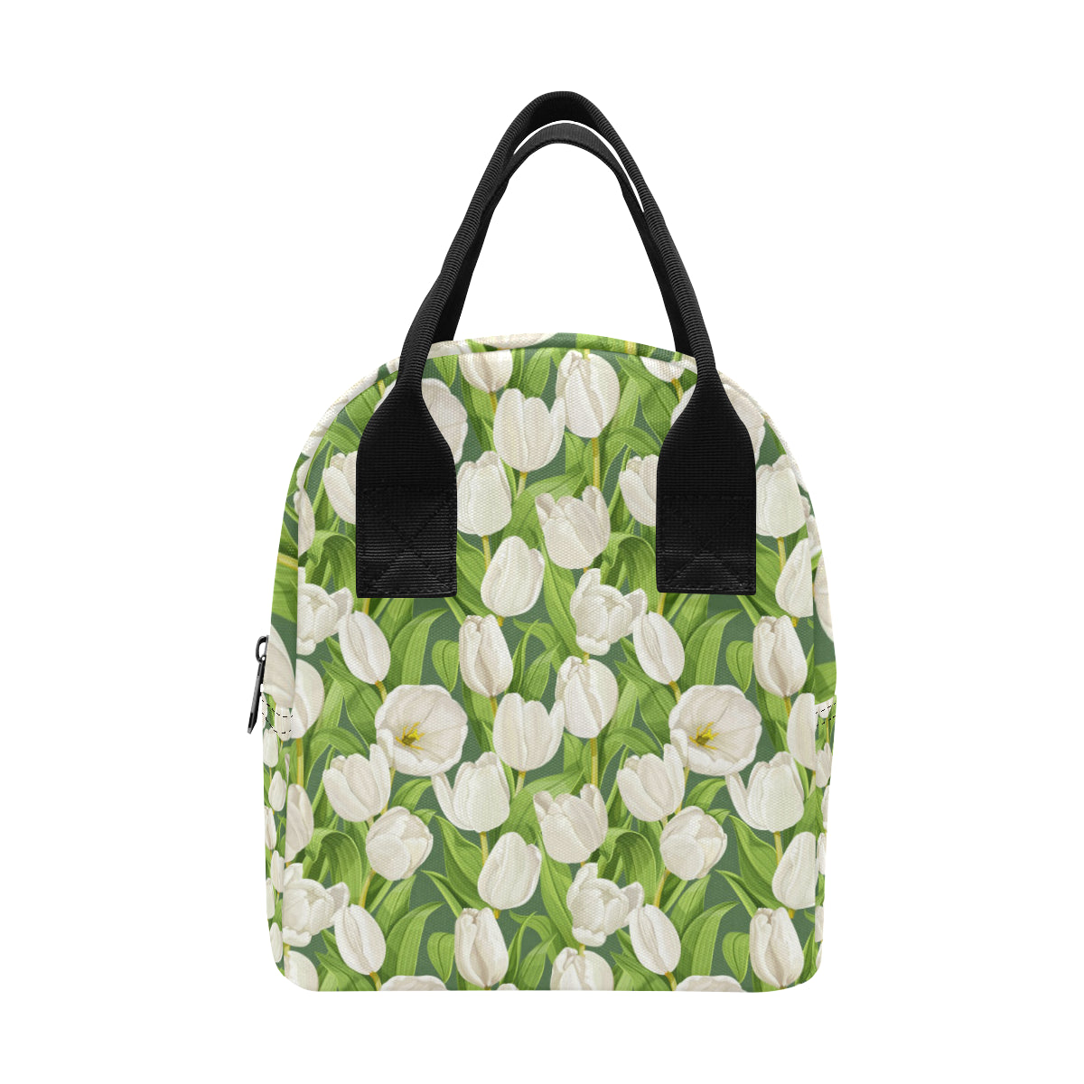 Tulip White Pattern Print Design TP05 Insulated Lunch Bag