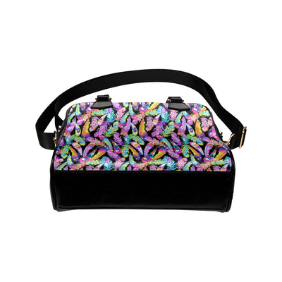 Neon Feather Pattern Print Design A02 Shoulder Handbag