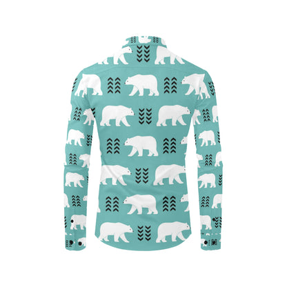 Polar Bear Pattern Print Design A05 Men's Long Sleeve Shirt