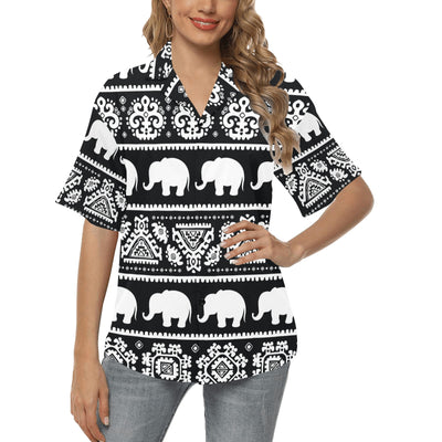 Elephant Pattern Women's Hawaiian Shirt