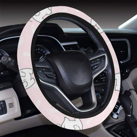 Polar Bear Pattern Print Design PB09 Steering Wheel Cover with Elastic Edge