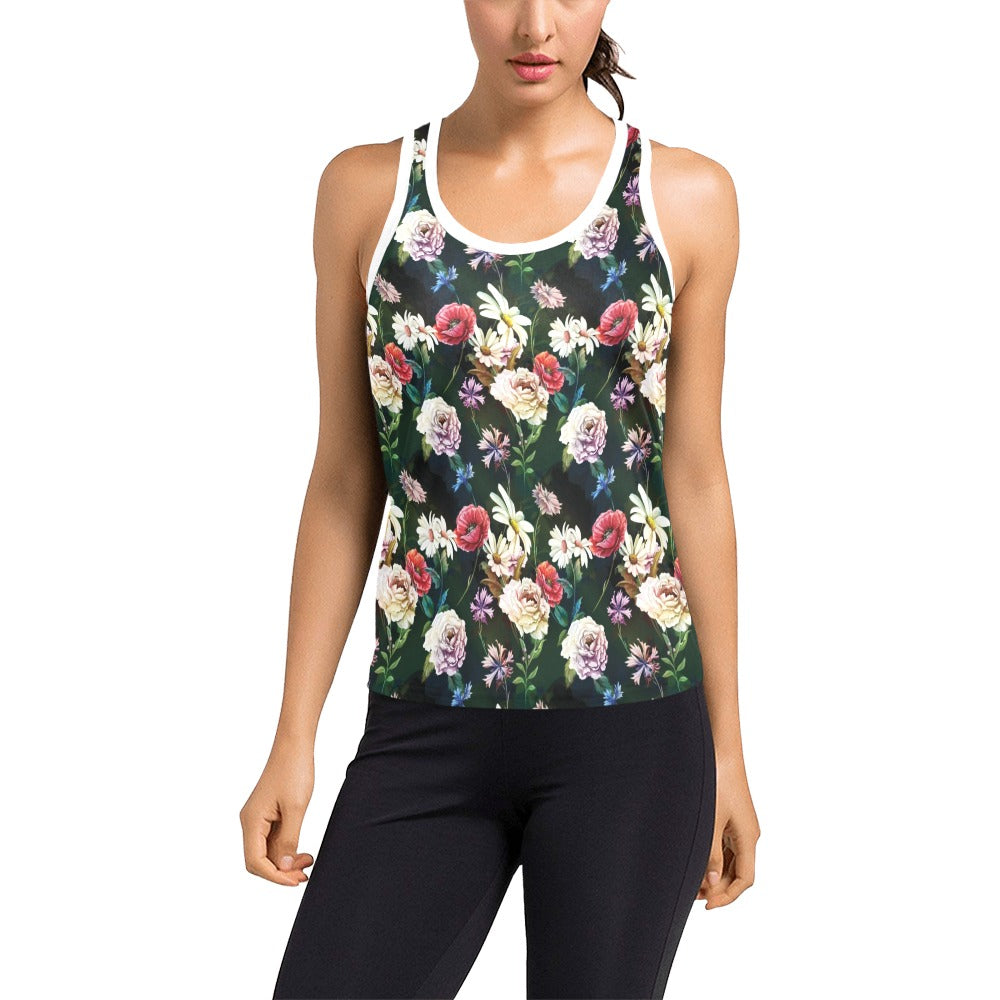 Summer Floral Print Design LKS303 Women's Racerback Tank Top