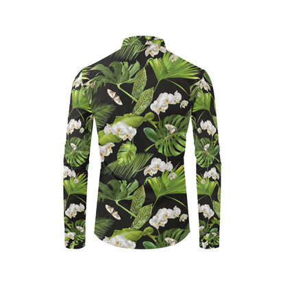 Tropical Flower Pattern Print Design TF026 Men's Long Sleeve Shirt