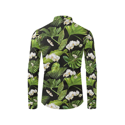 Tropical Flower Pattern Print Design TF026 Men's Long Sleeve Shirt