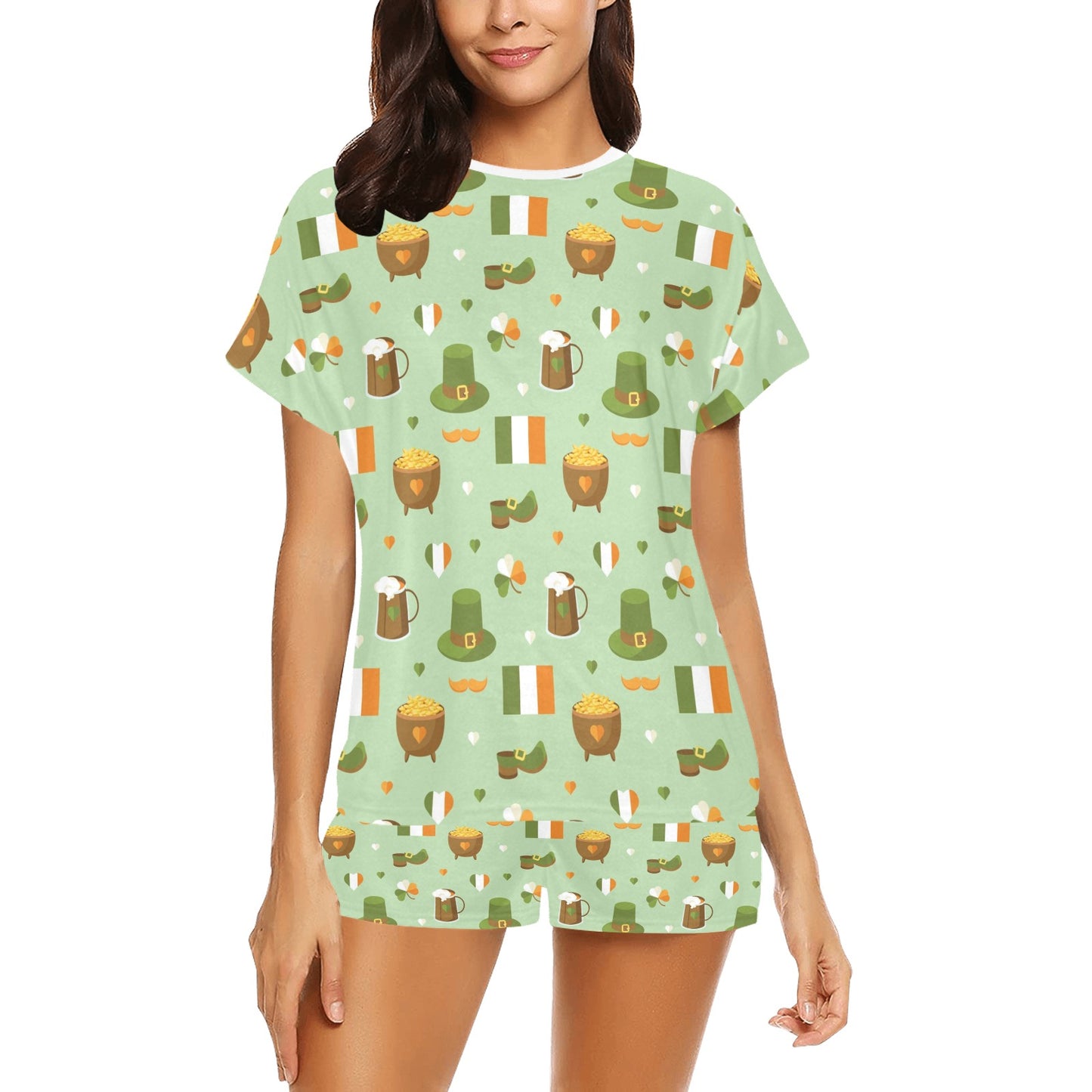 St Patricks Day Print Design LKS302 Women's Short Pajama Set