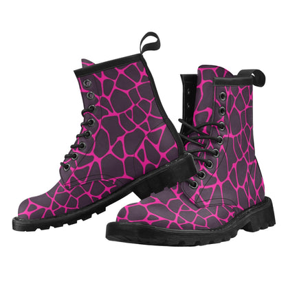 Giraffe Pink Background Texture Print Women's Boots