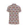 Sugar Skull Colorful Themed Print Men's Short Sleeve Button Up Shirt