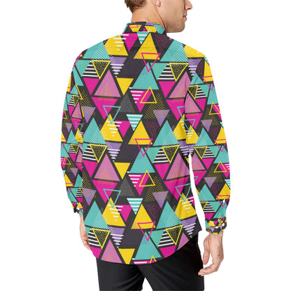 Geometric Colorful Pattern Print Design 02 Men's Long Sleeve Shirt