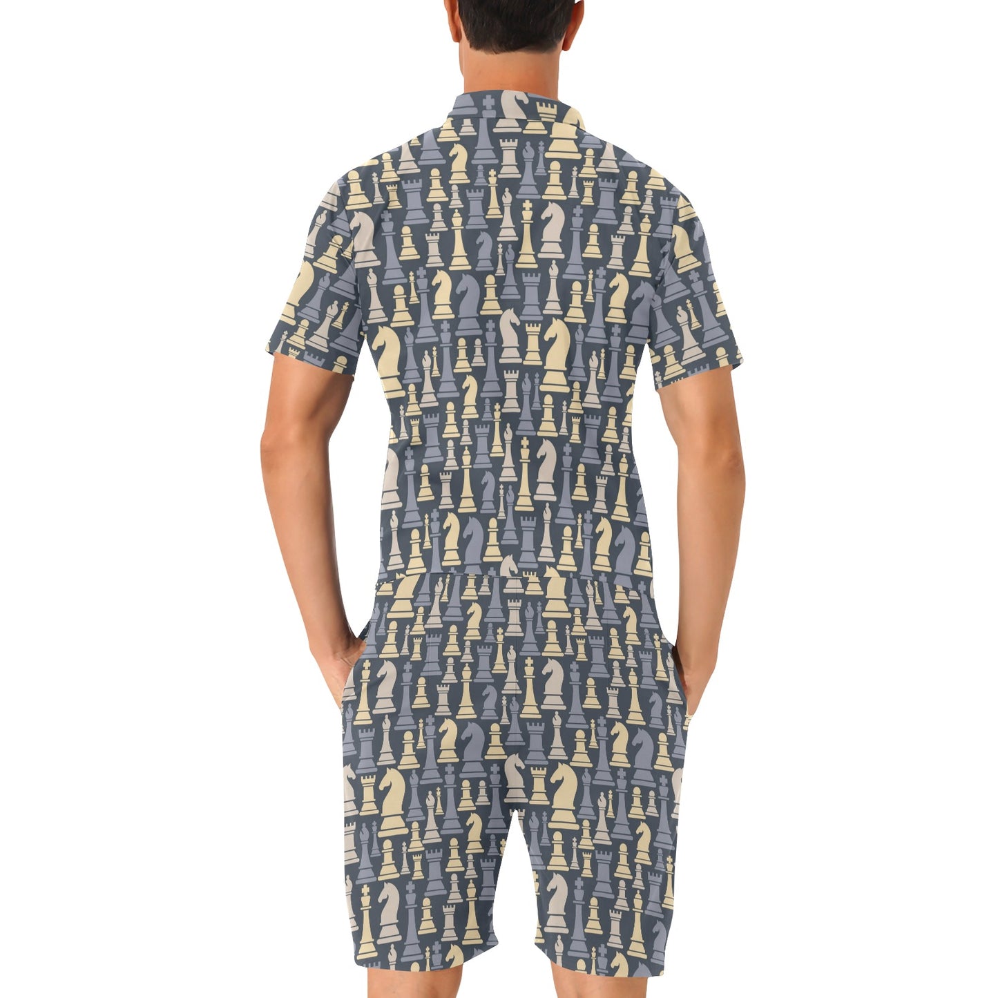 Chess Pattern Print Design 04 Men's Romper