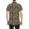 Elegant Gold leaf Print Men's Short Sleeve Button Up Shirt