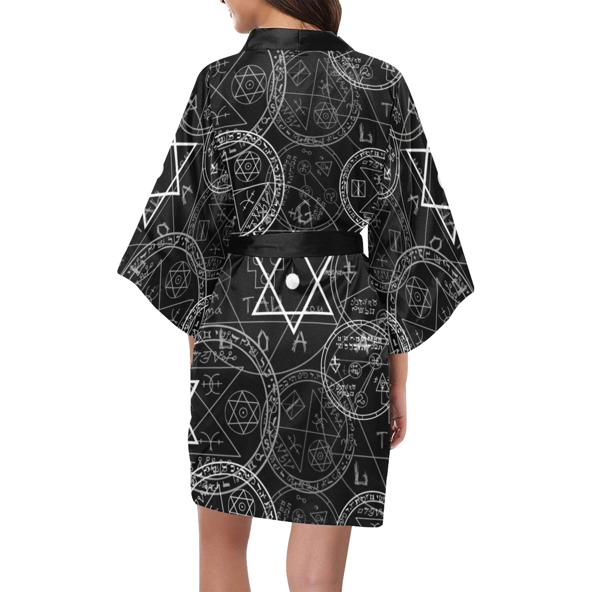 Pentagram Pattern Print Design A01 Women's Short Kimono
