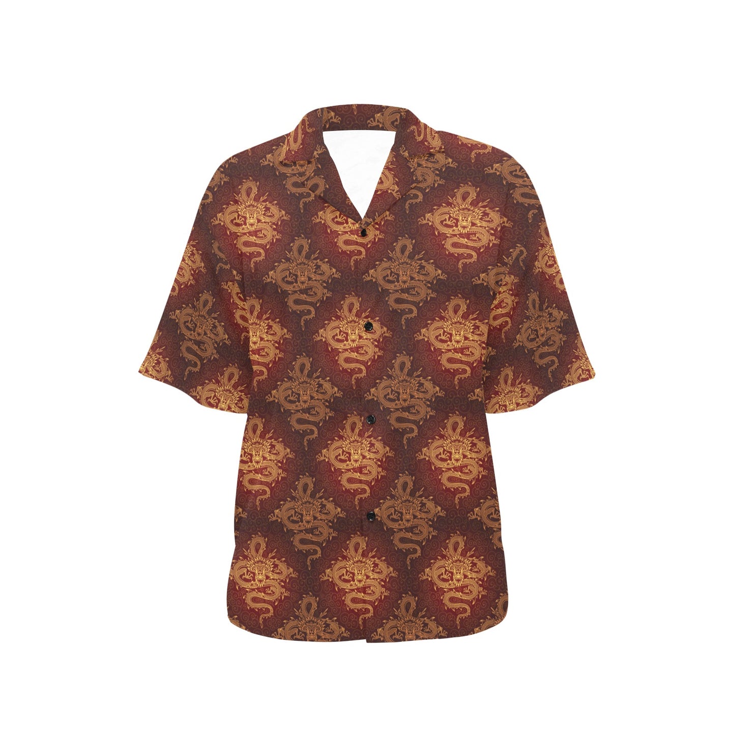 Chinese Dragons Gold Design Women's Hawaiian Shirt