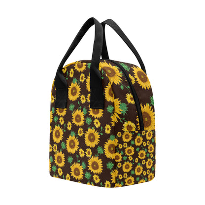 Sunflower Pattern Print Design SF01 Insulated Lunch Bag