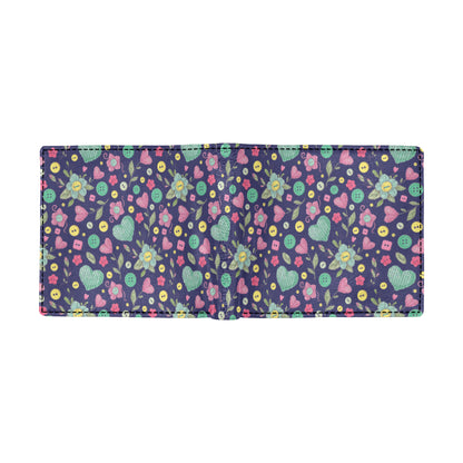 Crochet Pattern Print Design 02 Men's ID Card Wallet