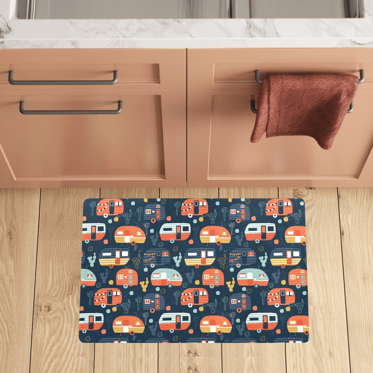 Camper Caravan Print Pattern Kitchen Mat
