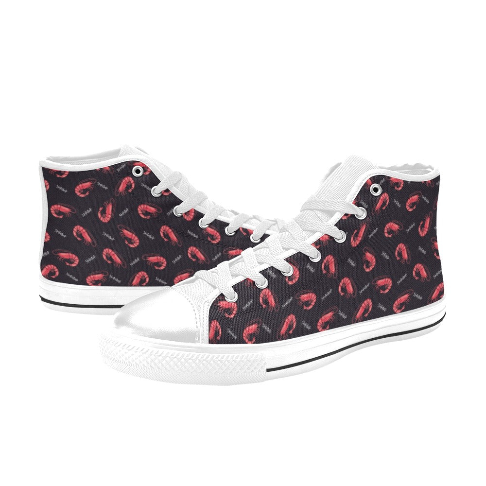 Shrimp Print Design LKS302 High Top Women's White Shoes