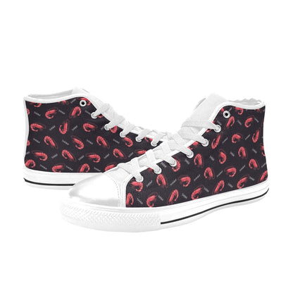 Shrimp Print Design LKS302 High Top Women's White Shoes