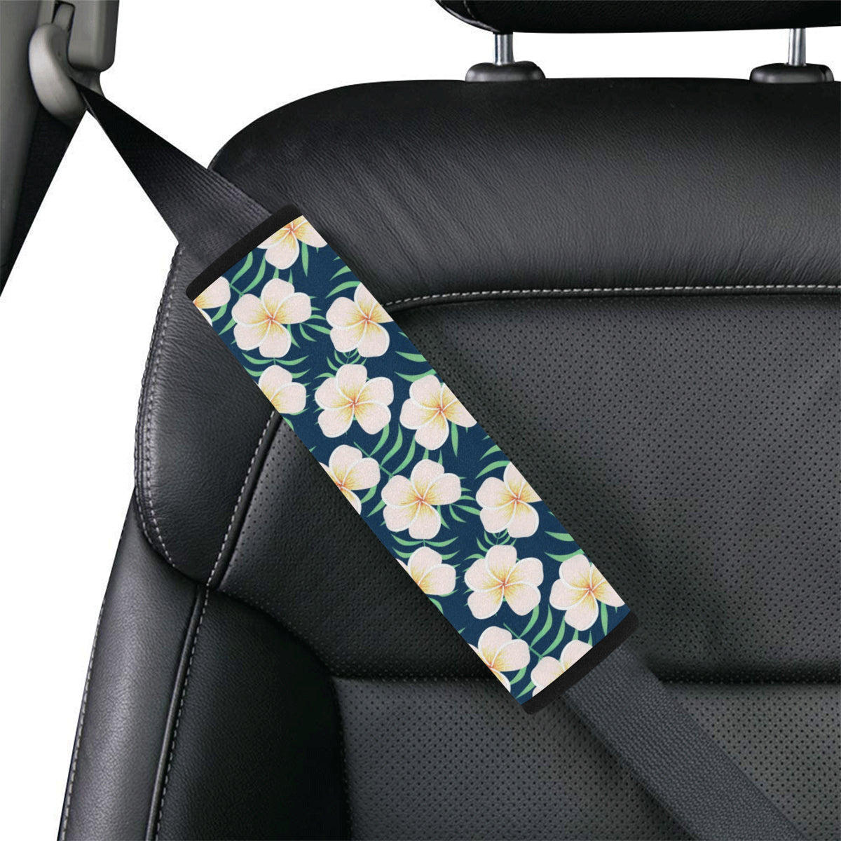 Pink Plumeria Pattern Print Design PM016 Car Seat Belt Cover
