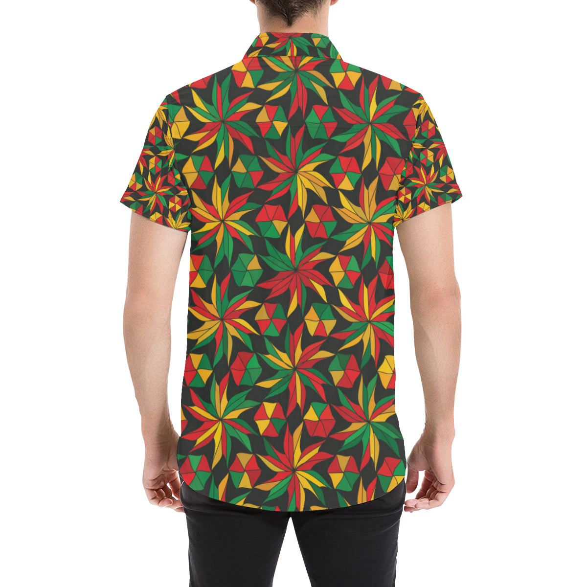 Rastafarian Pattern Print Design A03 Men's Short Sleeve Button Up Shirt