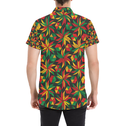 Rastafarian Pattern Print Design A03 Men's Short Sleeve Button Up Shirt